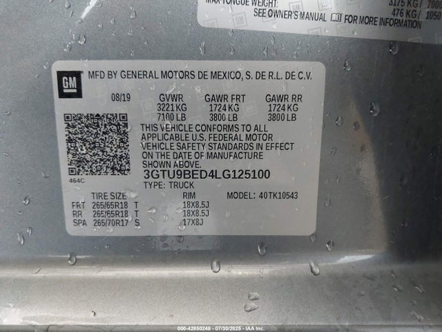 3GTU9BED4LG125100 GMC l84 - di, dfm, alum, gen 5, var 2