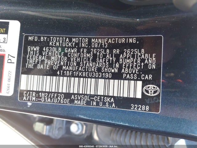 Toyota 2ar-fe 2014 4T1BF1FK8EU303190 Image 9