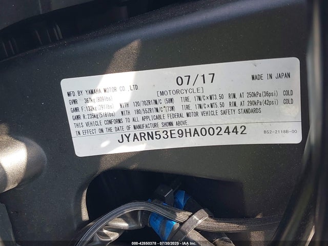 JYARN53E9HA002442 Yamaha FZ09