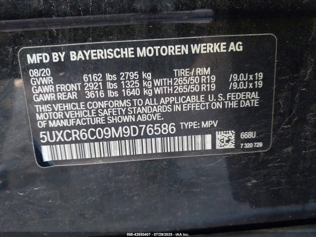 BMW X5 2021 5UXCR6C09M9D76586 Image 9