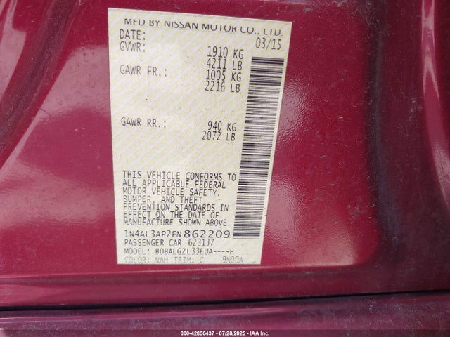 1N4AL3AP2FN862209 Nissan 2015