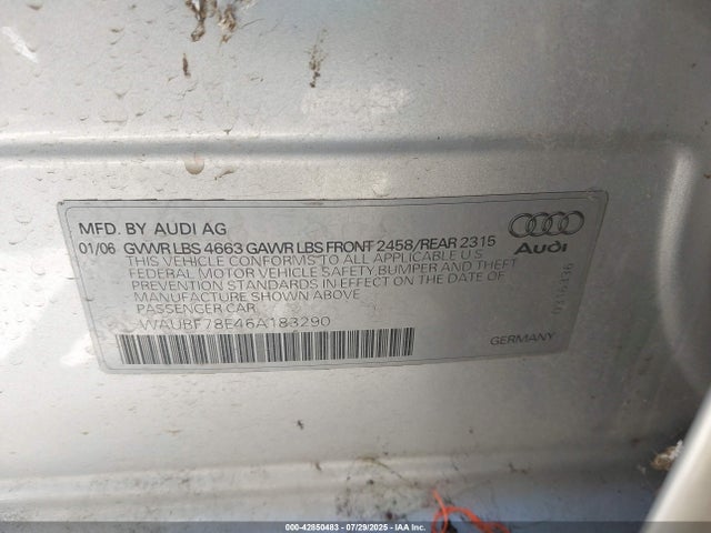 2006 AUDI A4 WAUBF78E46A183290 Photo 8