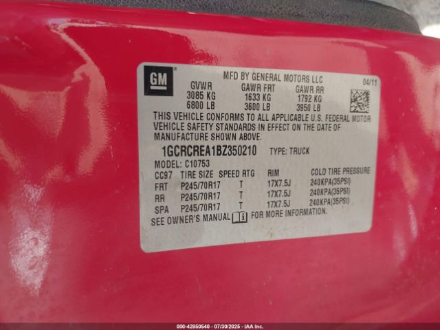 2011 CHEVROLET SILVERADO 1500 1GCRCREA1BZ350210 Photo 8