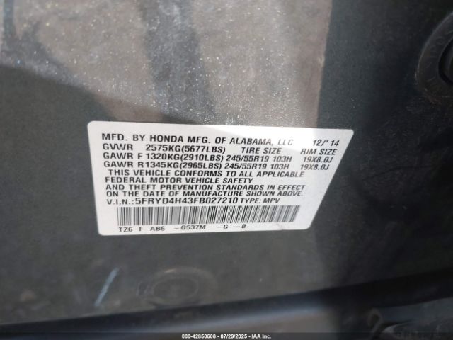 2015 ACURA MDX 5FRYD4H43FB027210 Photo 8