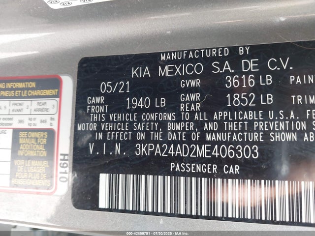 3KPA24AD2ME406303 KIA gamma ii