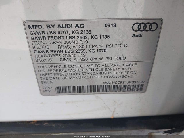 2018 AUDI Q3 WA1HCCFS1JR031592 Photo 8