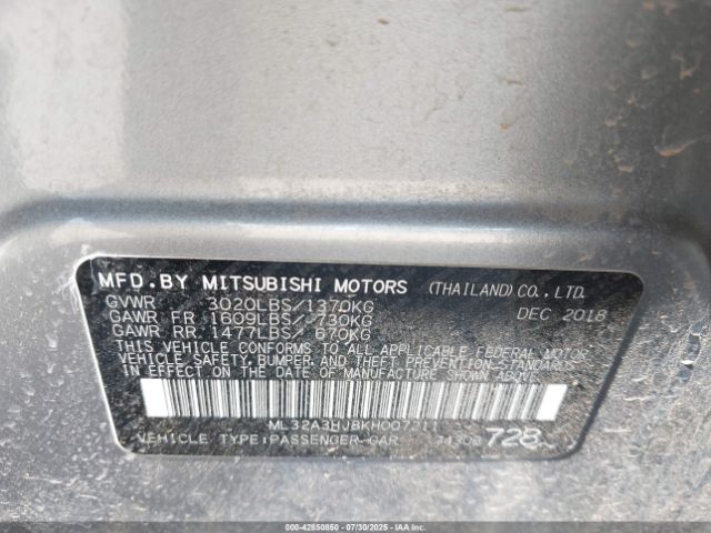 2019 MITSUBISHI MIRAGE ML32A3HJ8KH007211 Photo 8