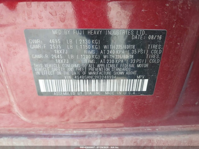 4S4BSANC2H3248994 Subaru u5