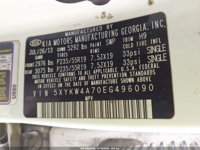 2014 KIA SORENTO 5XYKW4A70EG496090 Photo 8