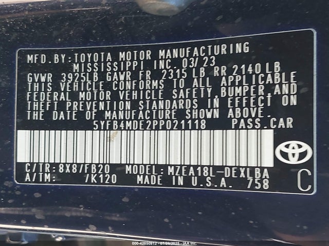 Toyota m20a-fks 2023 5YFB4MDE2PP021118 Image 9