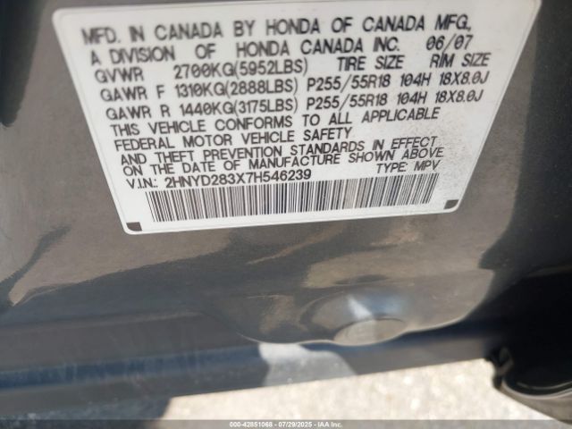 2007 ACURA MDX 2HNYD283X7H546239 Photo 8