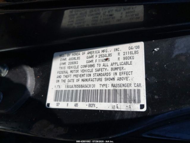 2008 ACURA TL 19UUA76568A043131 Photo 8