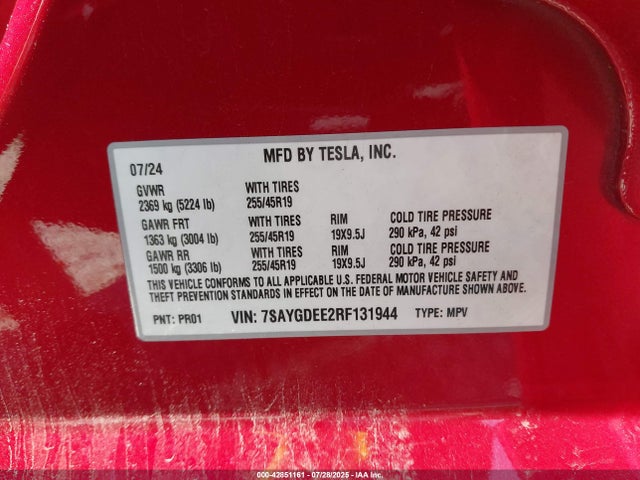 2024 TESLA MODEL Y 7SAYGDEE2RF131944 Photo 8
