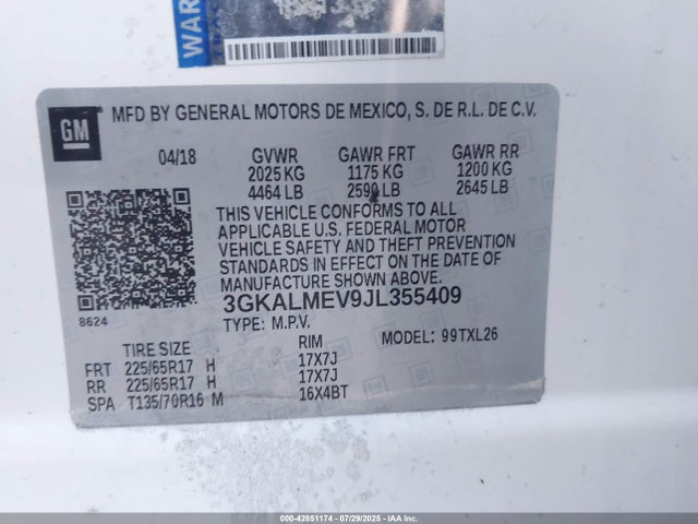 3GKALMEV9JL355409 GMC lyx - direct injection, vvt, fgt, turbo, alum, gen 1