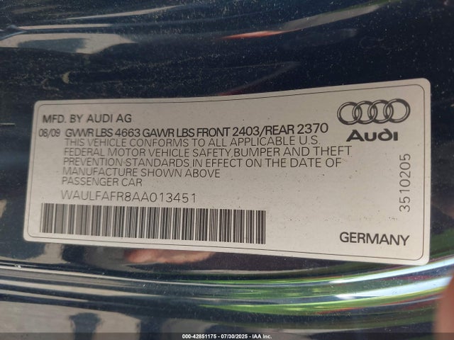 2010 AUDI A5 WAULFAFR8AA013451 Photo 8