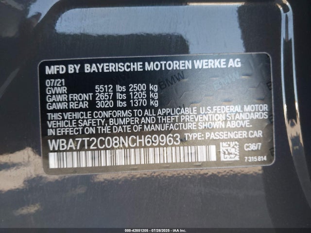 BMW 740LI 2022 WBA7T2C08NCH69963 Image 9
