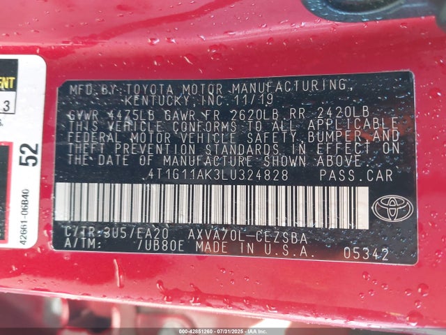 4T1G11AK3LU324828 Toyota a25a-fks