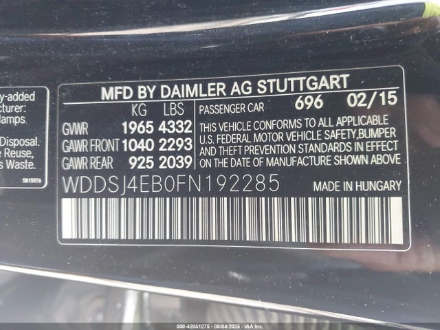 Mercedes-Benz 2015 2015 WDDSJ4EB0FN192285 Image 9