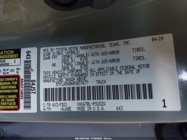 Toyota v35a-fts 2024 5TFLA5AB6RX037677 Image 9