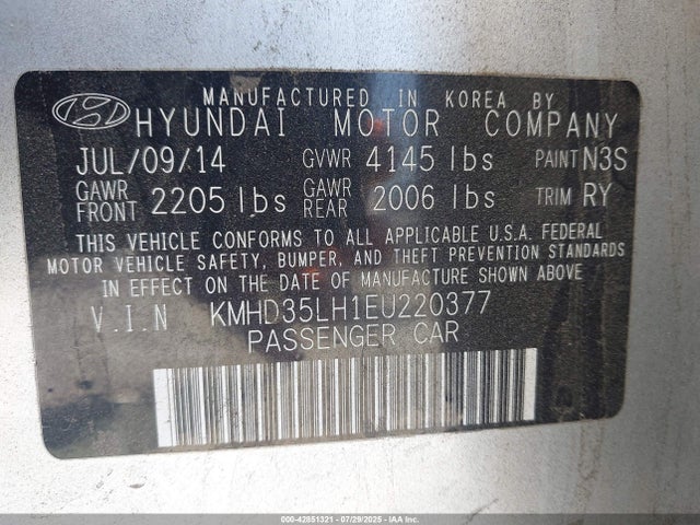 KMHD35LH1EU220377 Hyundai dohc gdi nu