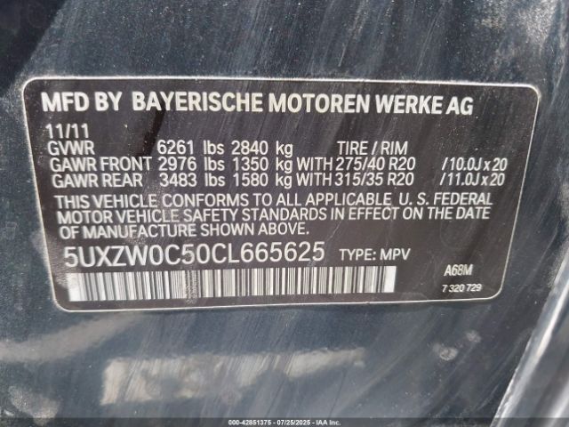 2012 BMW X5 5UXZW0C50CL665625 Photo 8