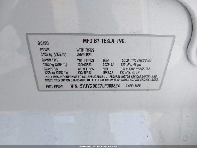 5YJYGDEE7LF008824 Tesla 2020