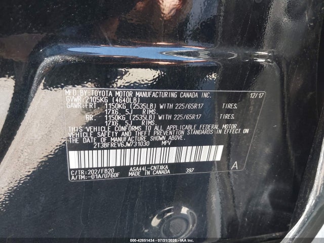 Toyota 2ar-fe 2018 2T3BFREV6JW731030 Image 9