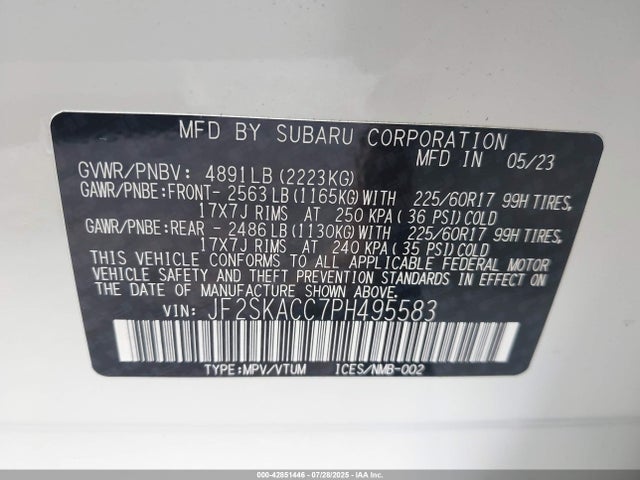 JF2SKACC7PH495583 Subaru na u5