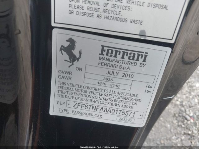 2010 FERRARI 458 ITALIA ZFF67NFA8A0175571 Photo 8