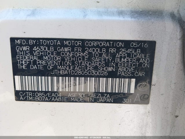 Lexus 8ar-fts 2016 JTHBA1D28G5030026 Image 9