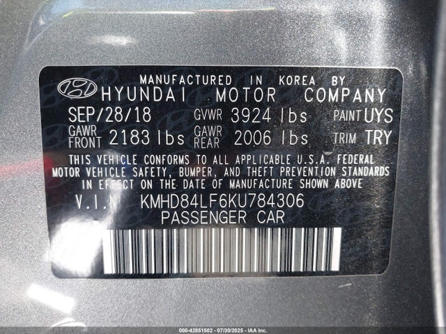 KMHD84LF6KU784306 Hyundai mpi nu