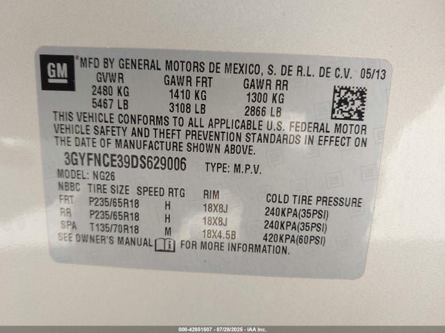 2013 CADILLAC SRX 3GYFNCE39DS629006 Photo 8