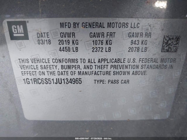 1G1RC6S51JU134965 Chevrolet l3a - direct injection, variable valve timing, hybrid, gen 1