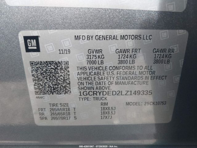 2020 CHEVROLET SILVERADO 1500 1GCRYDED2LZ149335 Photo 8