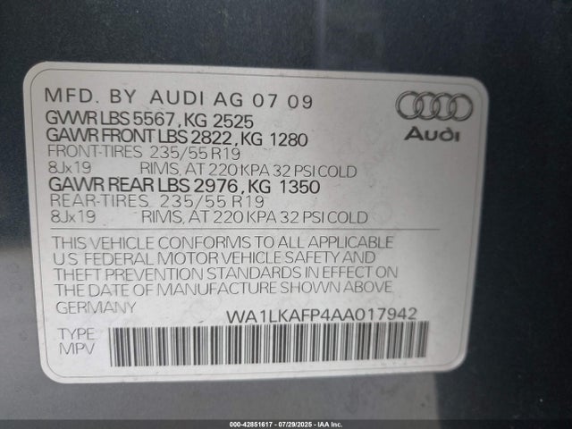 2010 AUDI Q5 WA1LKAFP4AA017942 Photo 8