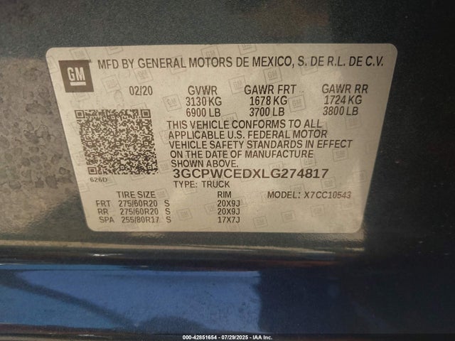 3GCPWCEDXLG274817 Chevrolet l84 - di, dfm, alum, gen 5, var 2