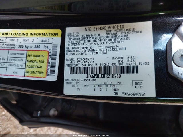 Ford 2015 2015 3FA6P0LU3FR218260 Image 9