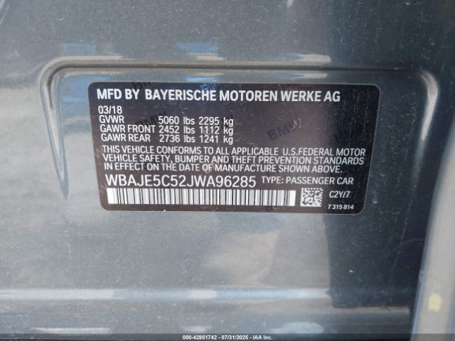 2018 BMW 540I WBAJE5C52JWA96285 Photo 8