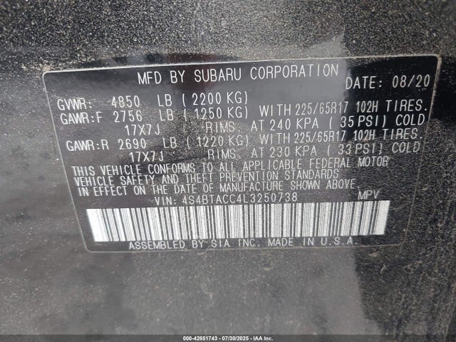 4S4BTACC4L3250738 Subaru u5