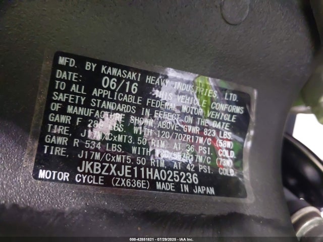 JKBZXJE11HA025236 Kawasaki Ninja Zx-6r