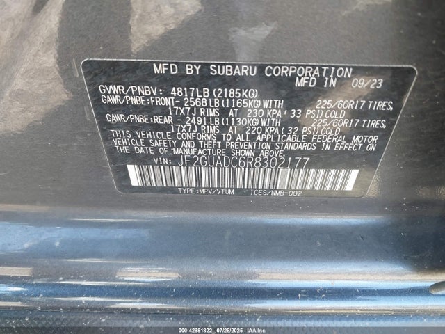 JF2GUADC6R8302177 Subaru na