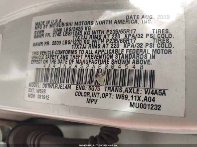 2010 MITSUBISHI ENDEAVOR 4A4JN2AS2AE004548 Photo 8