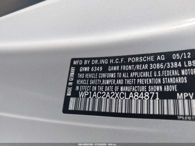 2012 PORSCHE CAYENNE WP1AC2A2XCLA84871 Photo 8