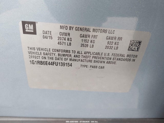Chevrolet luu - ffv, e-flex, fam 0 2015 1G1RB6E44FU139154 Image 9