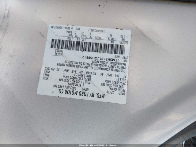 1FM5K8F81JGC56812 Ford 3.5l ti-vct