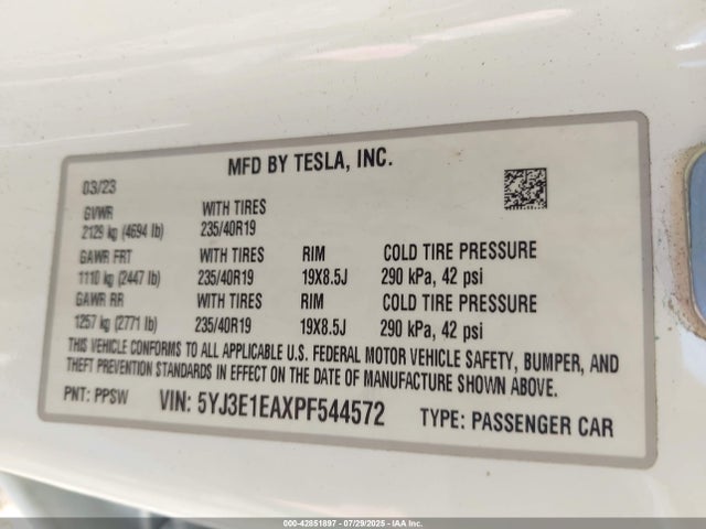 2023 TESLA MODEL 3 5YJ3E1EAXPF544572 Photo 8