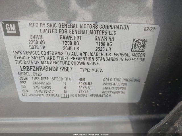 Buick lsy 2022 LRBFZNR49ND072607 Image 9
