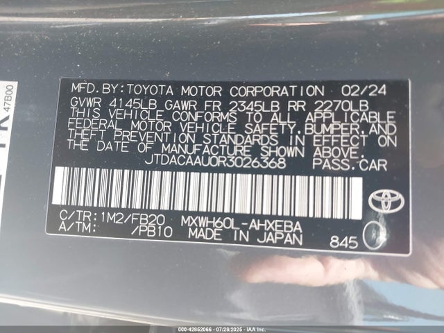 JTDACAAU0R3026368 Toyota m20a-fxs