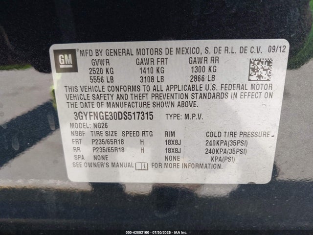2013 CADILLAC SRX 3GYFNGE30DS517315 Photo 8