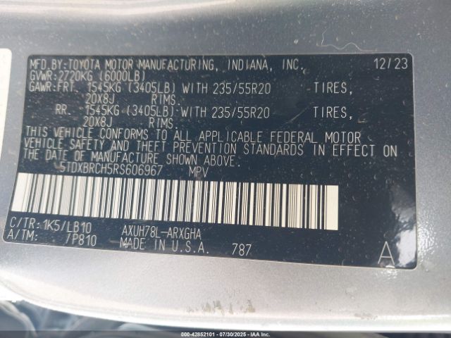 2024 TOYOTA HIGHLANDER HYBRID 5TDXBRCH5RS606967 Photo 8